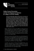 Online Forum Discussions and the Development of Opinions in College-Level ESL Writing