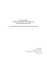 Using Complementary Therapies in the Management of Postoperative Pain