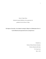 The Impact of Generative AI on Student Learning in College-Level Mathematics: How AI Can Be Effectively Incorporated into the Learning Process